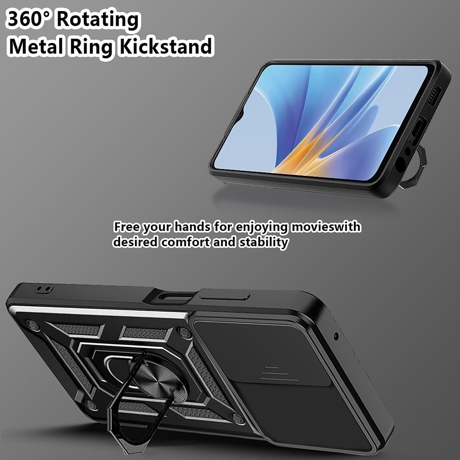 For OPPO Reno 11F 5G Case Shockproof Magnetic Ring Kickstand Cover