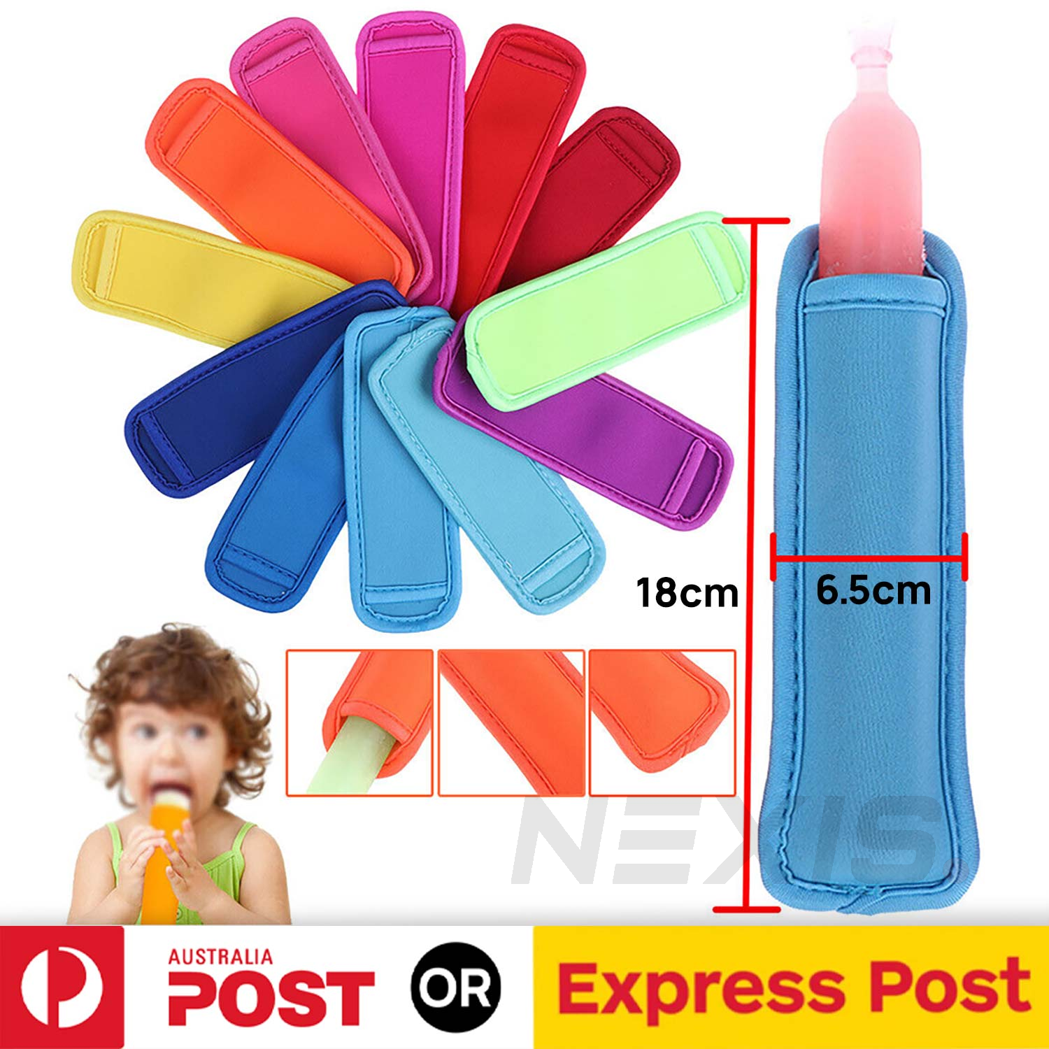 5PCS Colorful Ice Sleeves Freezer Reusable Summer Icy Block Lolly Cream Holder