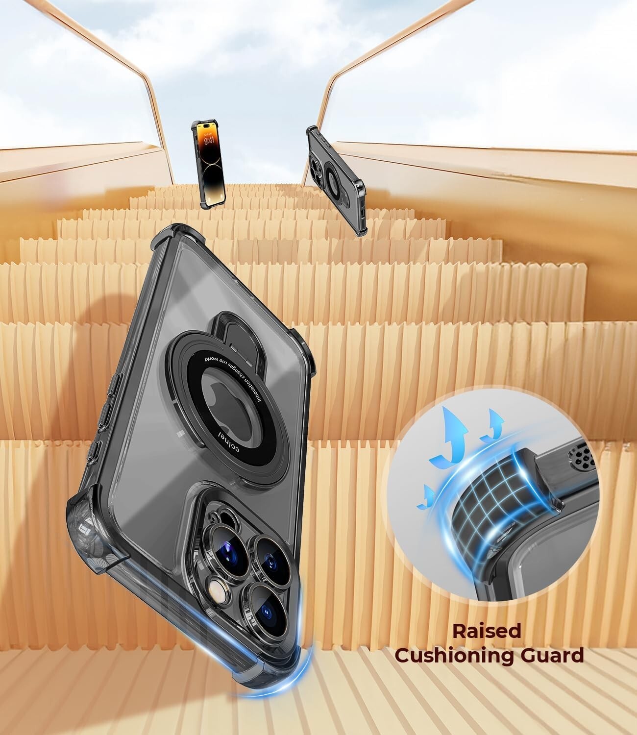 For iPhone 17 Pro Max Air Magnetic Case Clear Shockproof Kickstand Cover