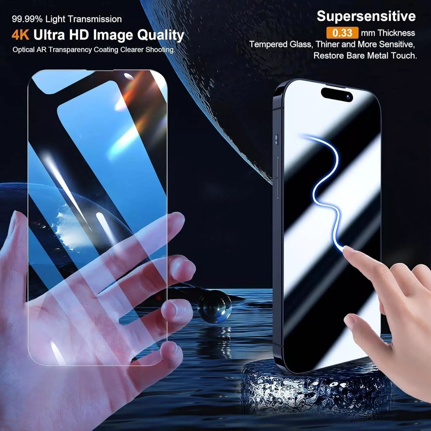 [2 Pack] MaxShield PureClear Tempered Glass Film for iPhone 16 Pro Plus Max