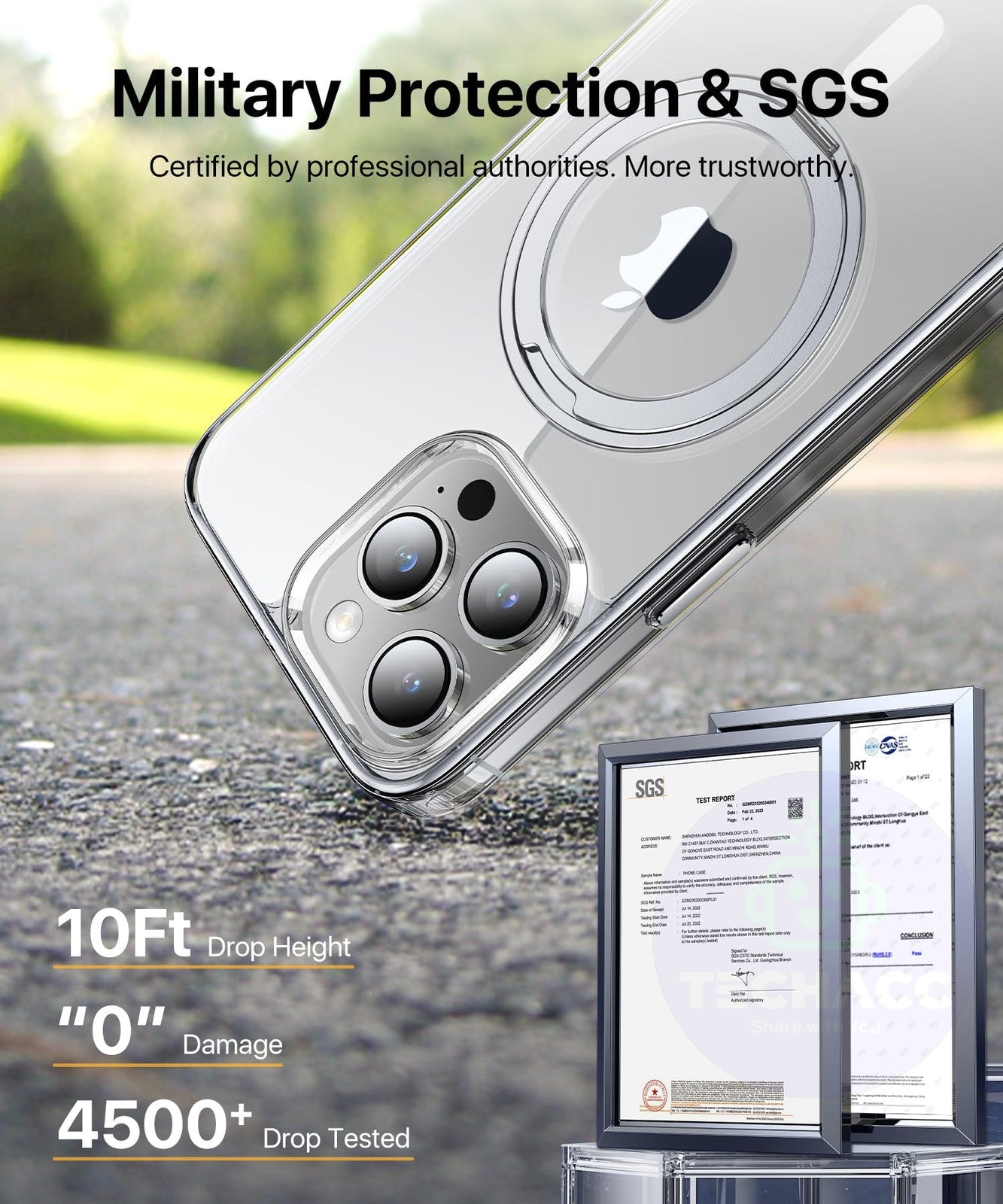 For iPhone 17 Pro Max Air Clear Case Shockproof Magnetic Ring Stand Cover