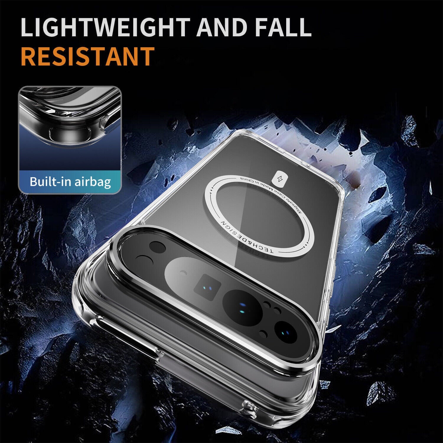 For Google Pixel 9 Pro XL Case Shockproof Clear Magnet Cover + Screen Protector