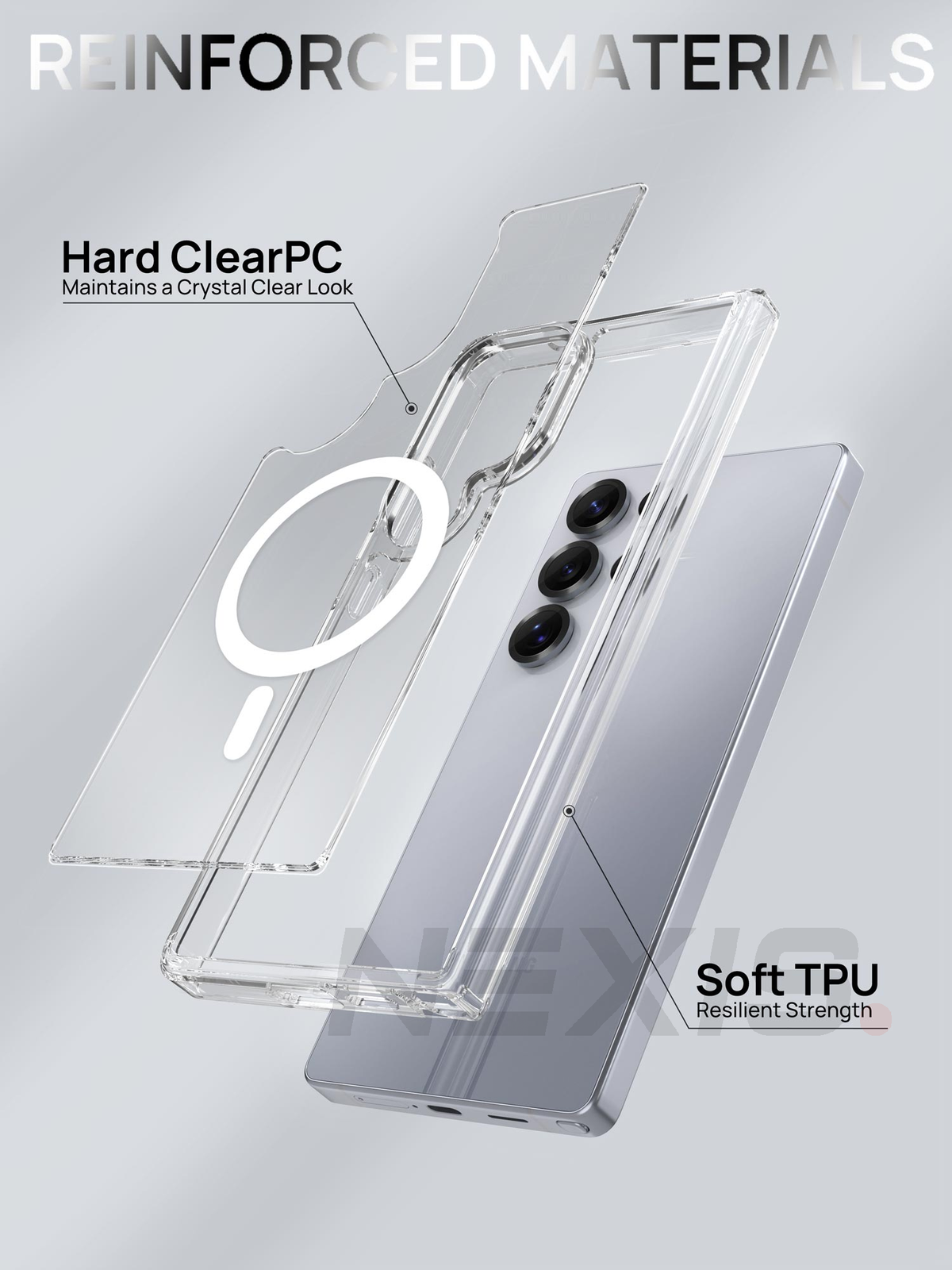 For Samsung Galaxy S25 Series Clear Shockproof Magnetic Case - detail image 5