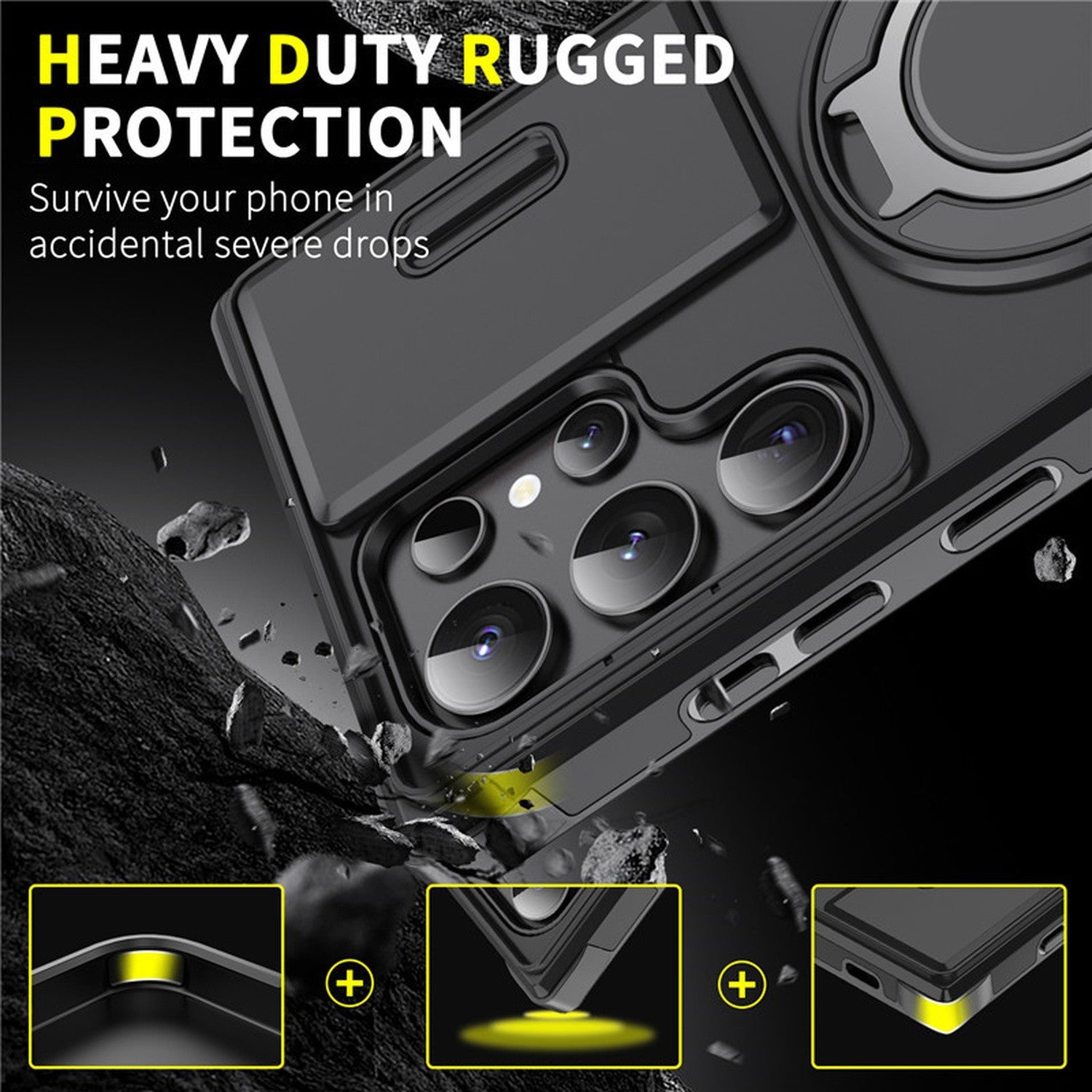Magnetic Shockproof Ring Stand Case for Samsung Galaxy S25 Series - image 4