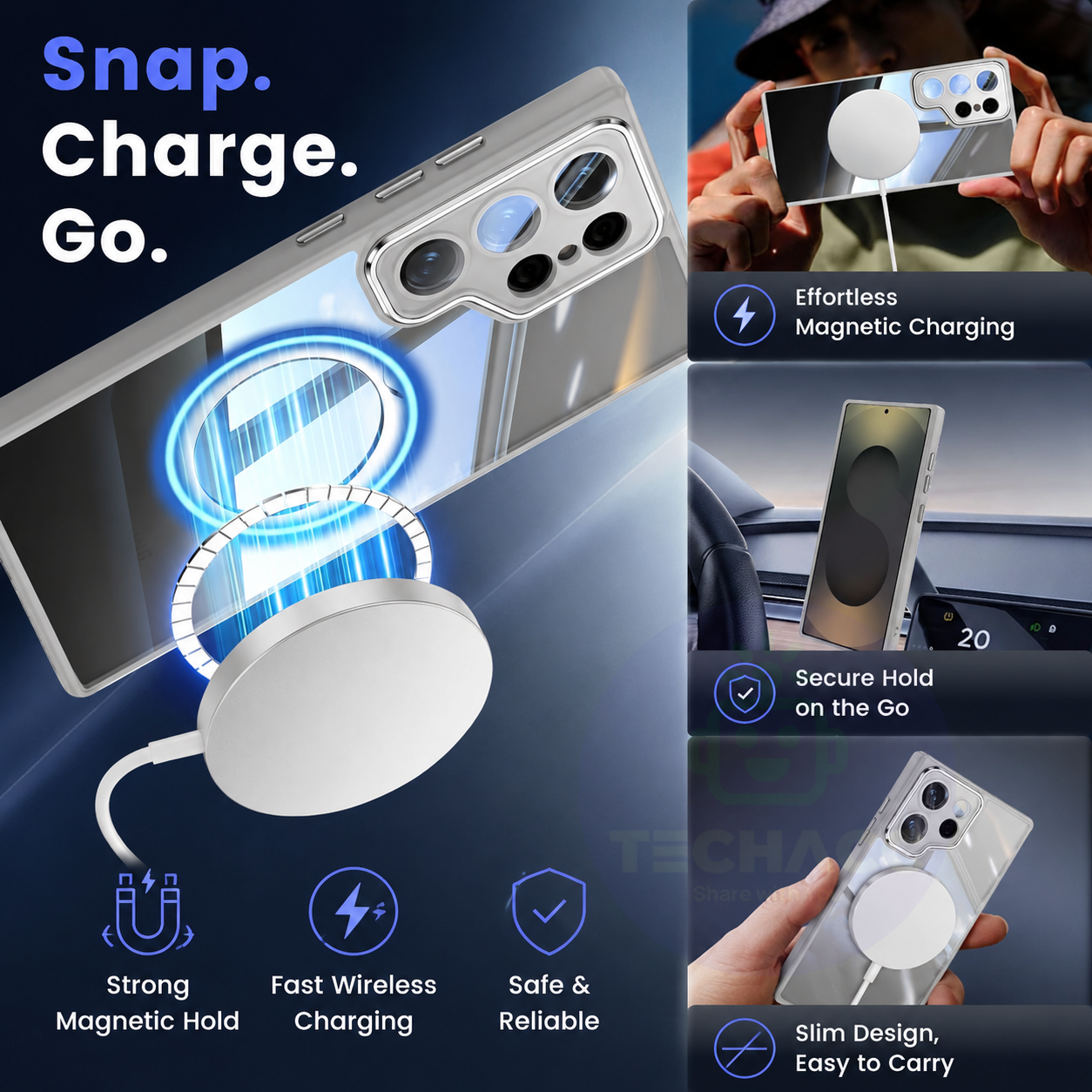 For Samsung Galaxy S25 Series Clear Magnetic Rotating Ring Stand Case - detail image 8