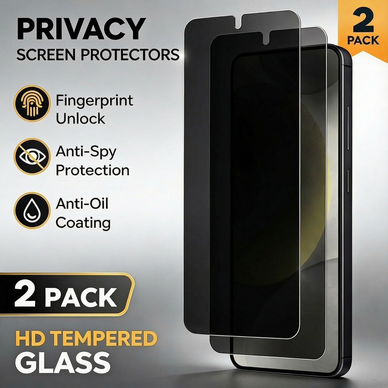 2-Pack Samsung Galaxy S25 Series Privacy Glass Screen Protector - detail image 2