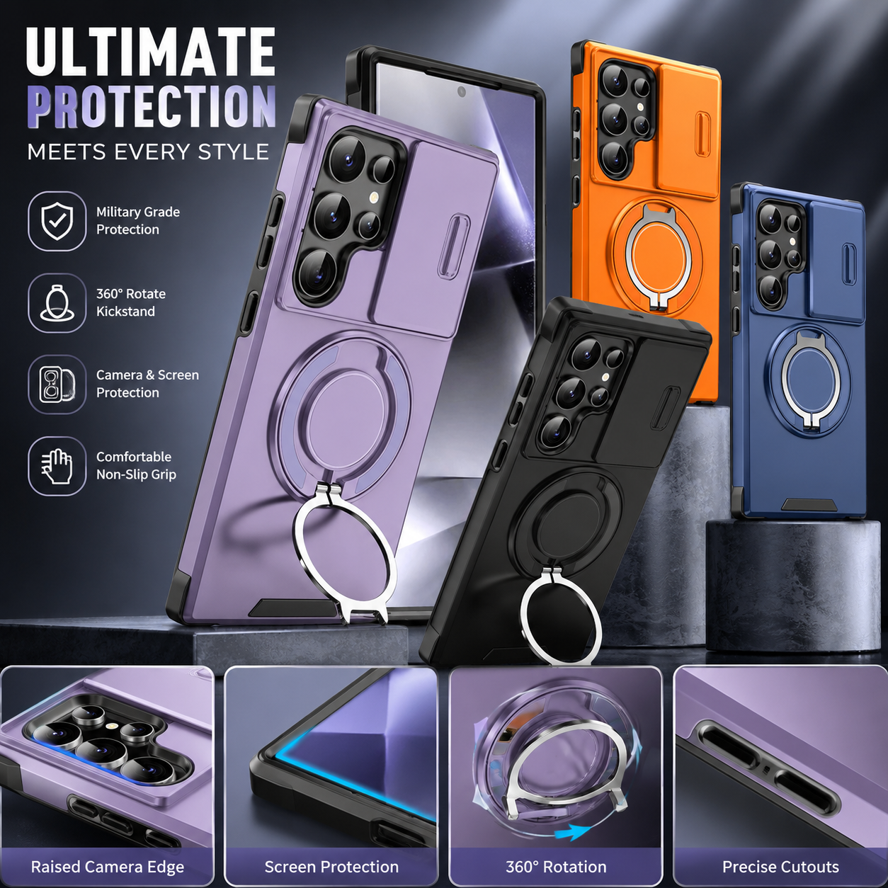 Magnetic Shockproof Ring Stand Case for Samsung Galaxy S26 Series - image 2