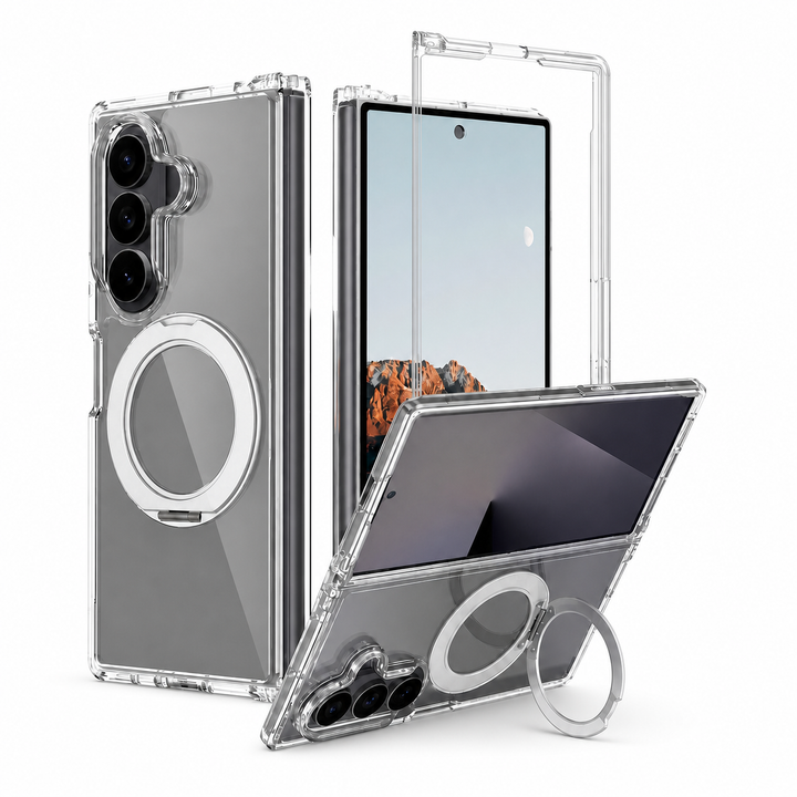 For Samsung Galaxy Z Fold 8 / Fold 8 Ultra Clear Magnetic Rotating Stand Case - image 1