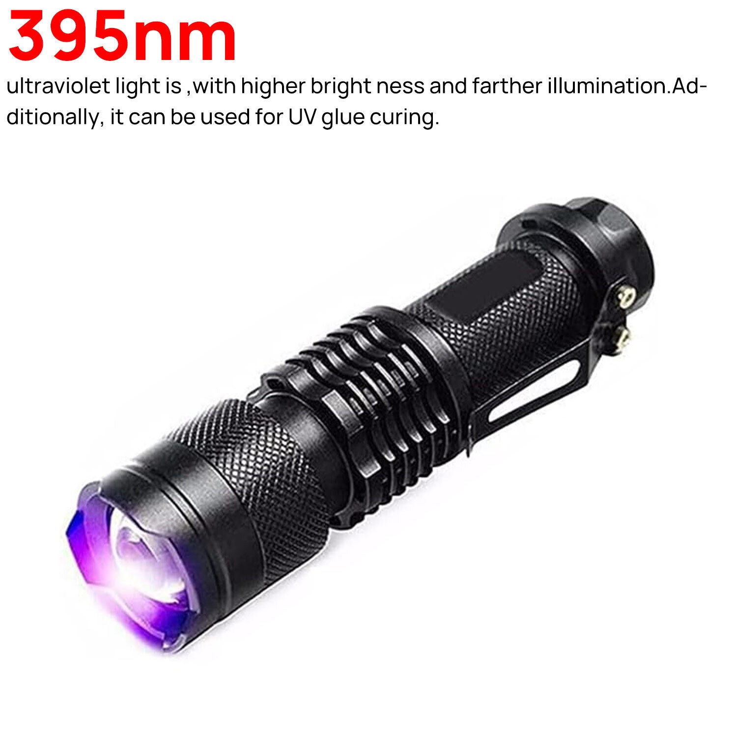 UV Ultra Violet LED Flashlight Blacklight Light 365 395 nM Inspection Lamp Torch
