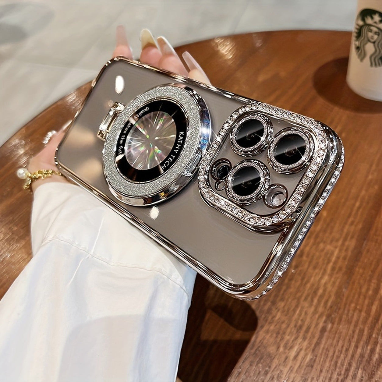 For iPhone 17 Pro Max Air Case Magsafe Case Stand Glitter Diamond Girl Cover