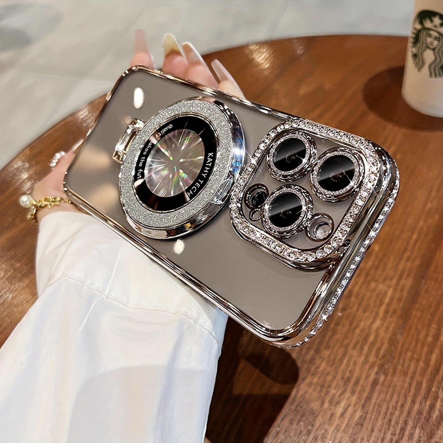 For iPhone 17 Pro Max Air Case Magsafe Case Stand Glitter Diamond Girl Cover