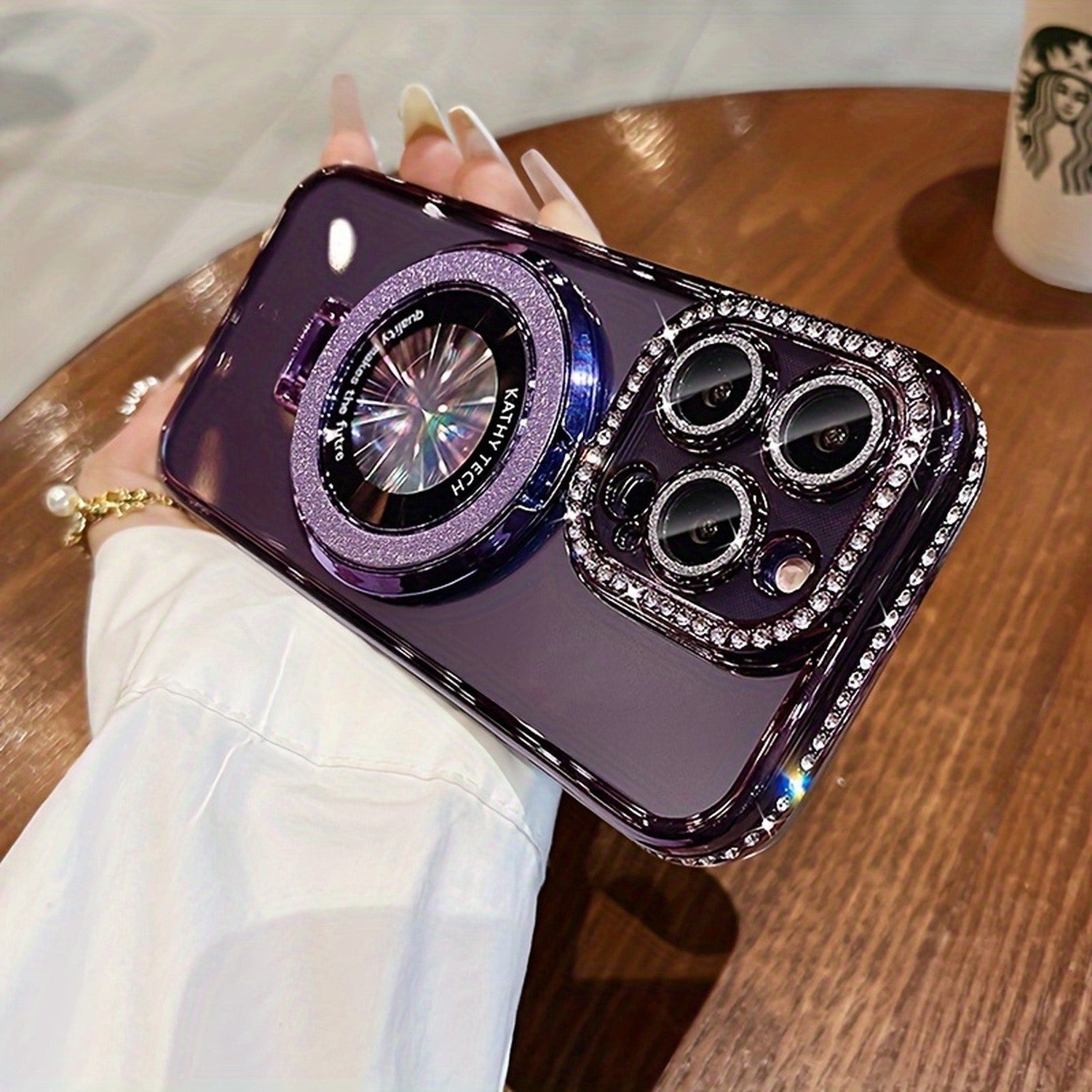 For iPhone 17 Pro Max Air Case Magsafe Case Stand Glitter Diamond Girl Cover