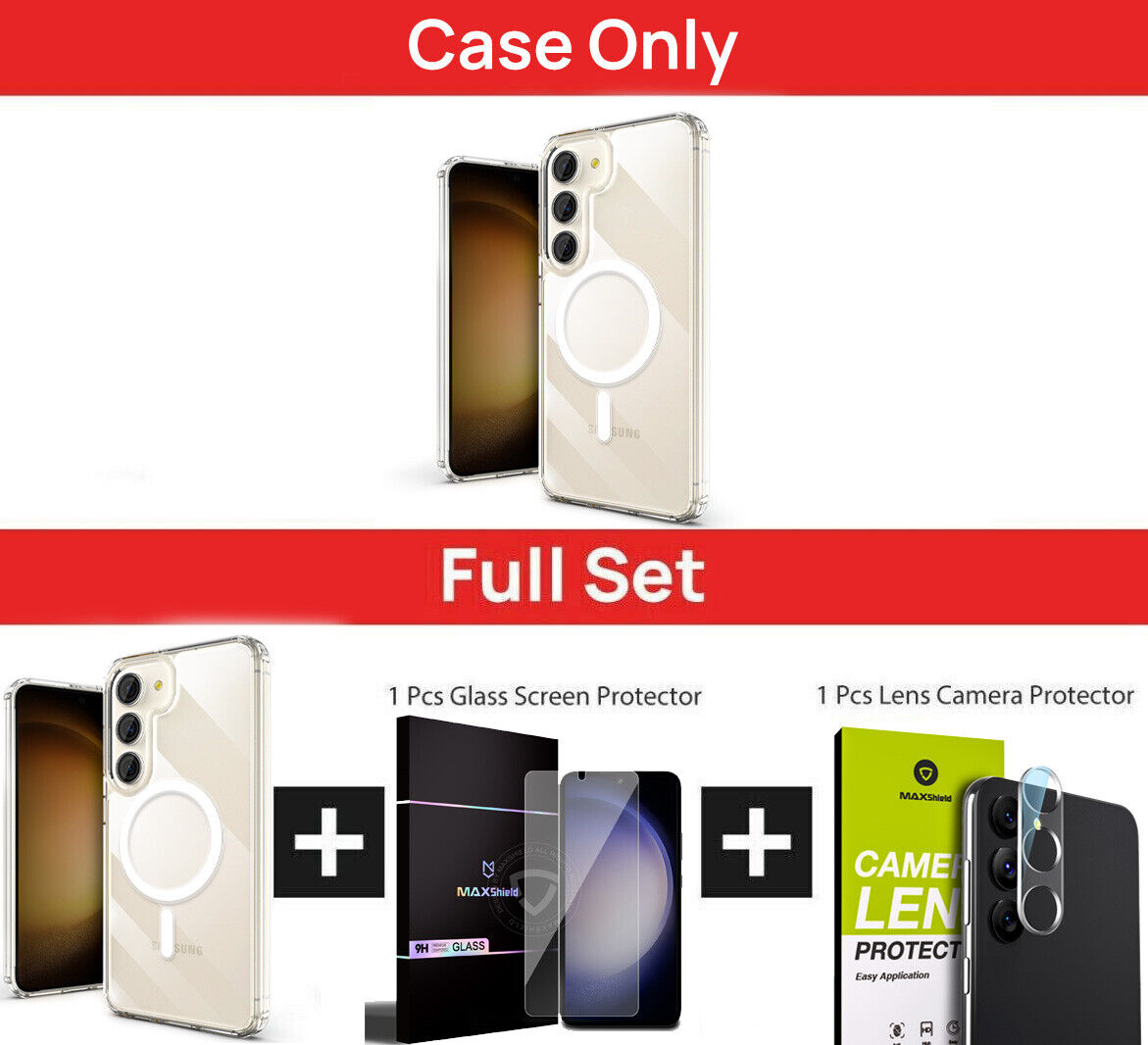 For Samsung S24 Ultra Plus Case Clear Shockproof Magnetic Cover