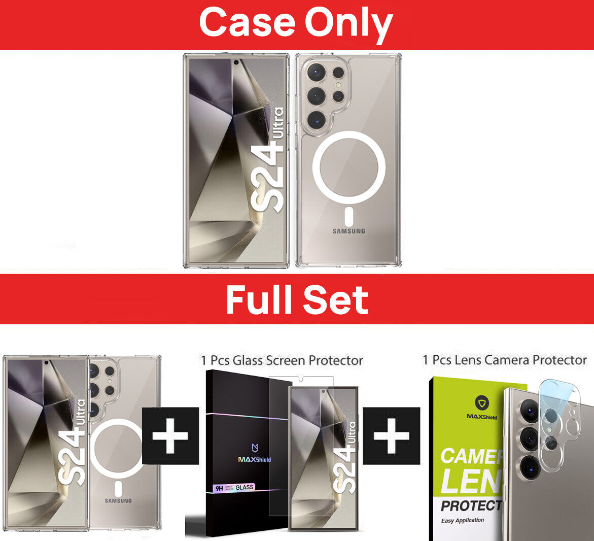 For Samsung S24 Ultra Plus Case Clear Shockproof Magnetic Cover