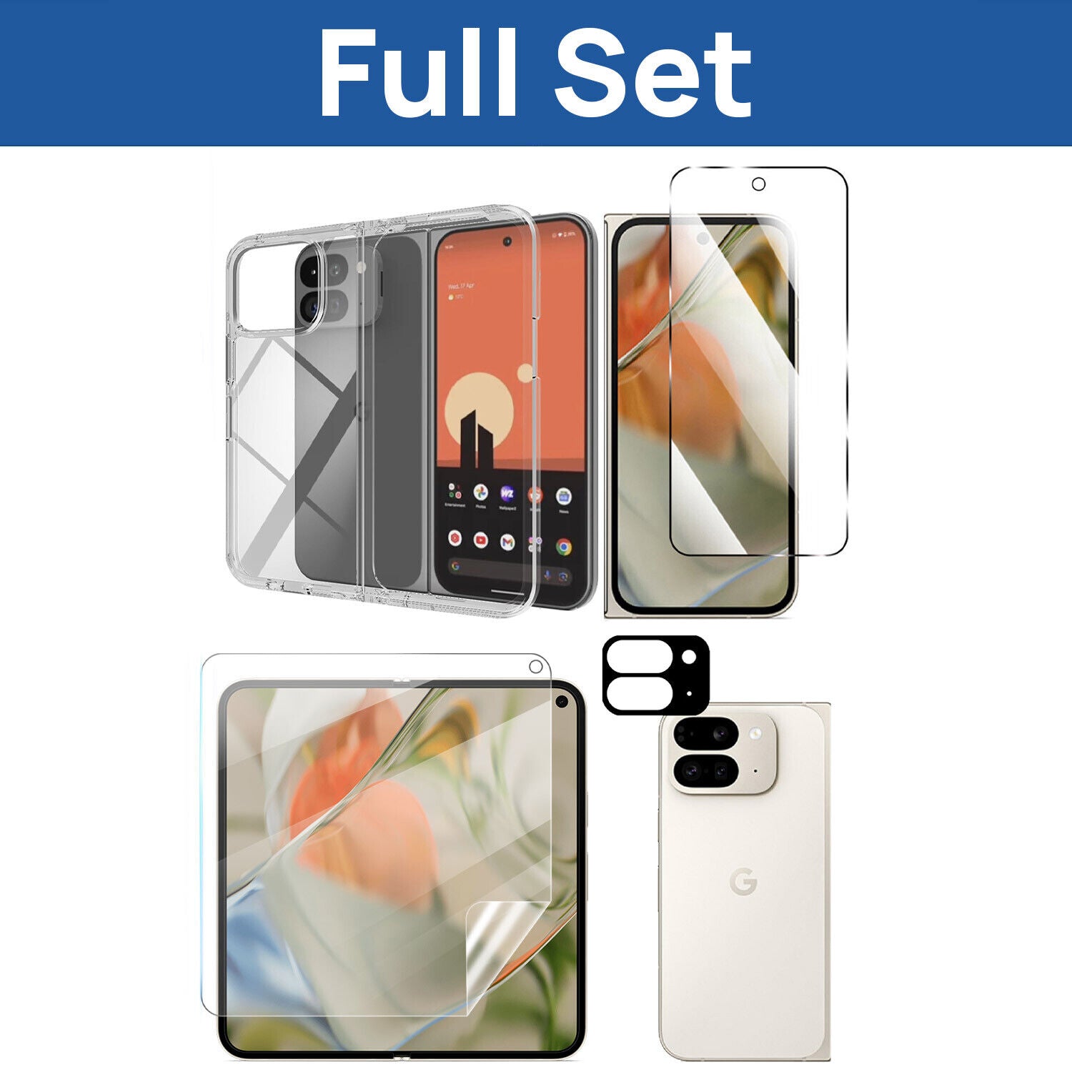 For Google Pixel 9 Pro Fold Clear Case Shockproof Cover + Screen Protector