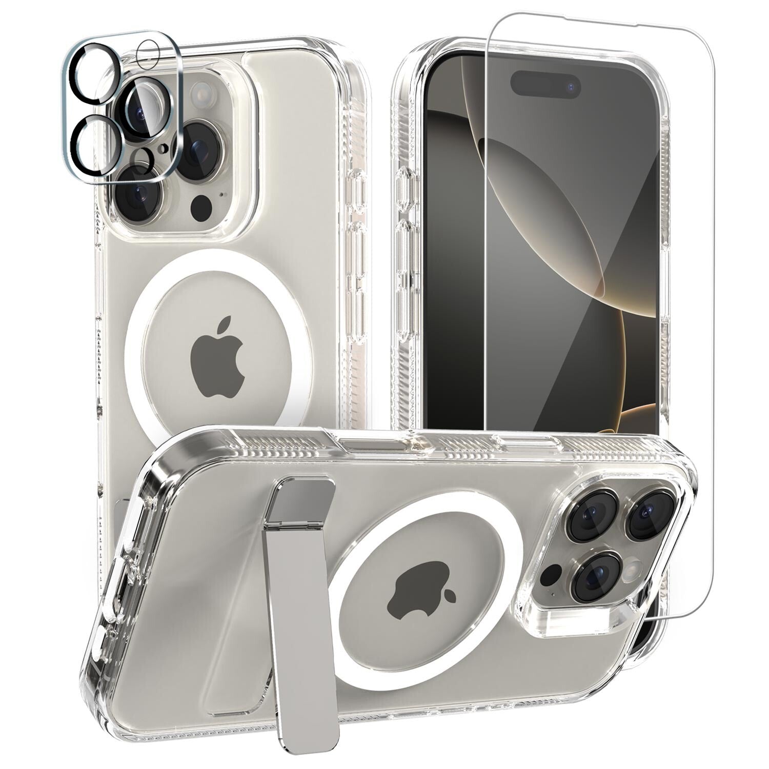 For iPhone 17 Pro Max Air Magnetic Case Clear Shockproof Kickstand Cover