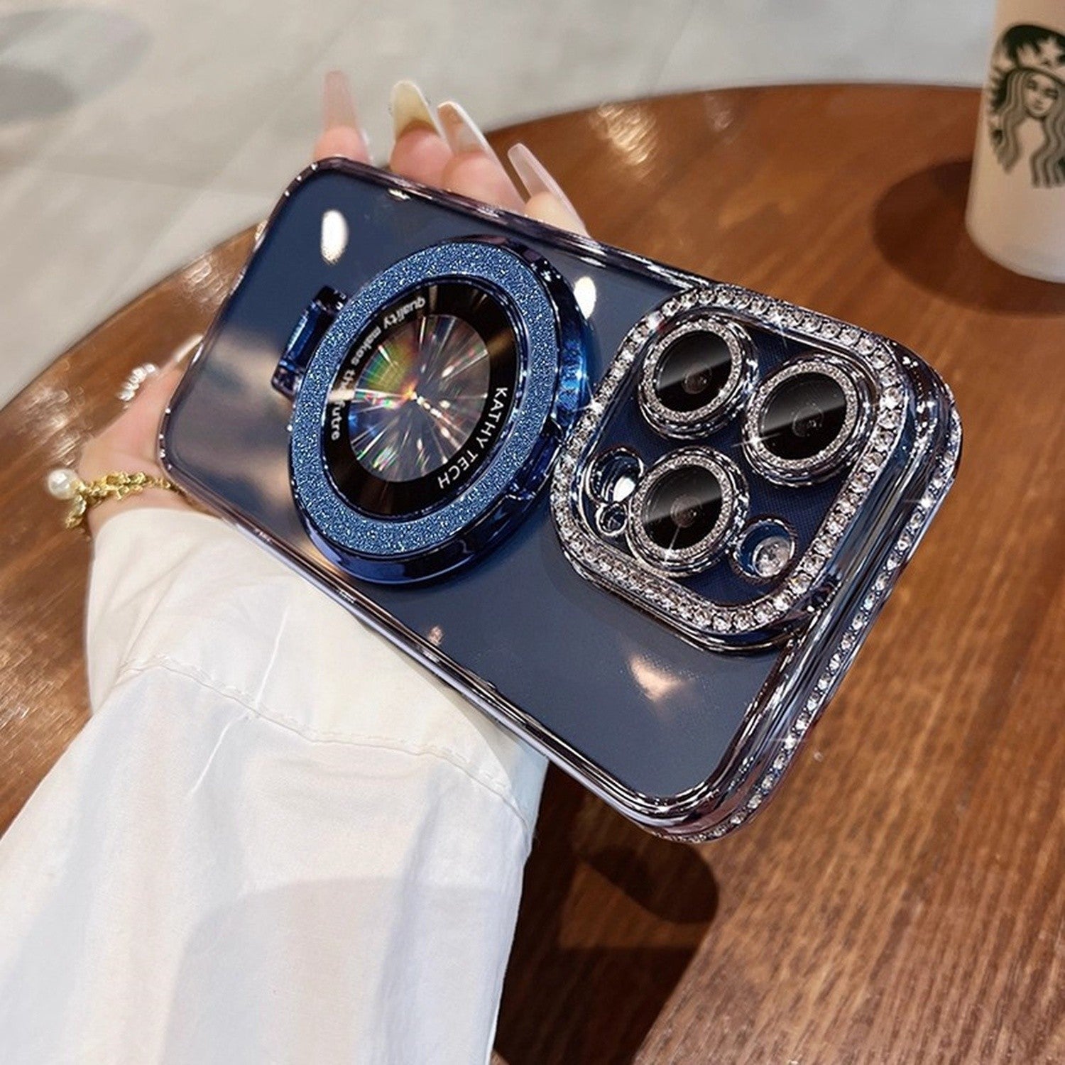 For iPhone 17 Pro Max Air Case Magsafe Case Stand Glitter Diamond Girl Cover