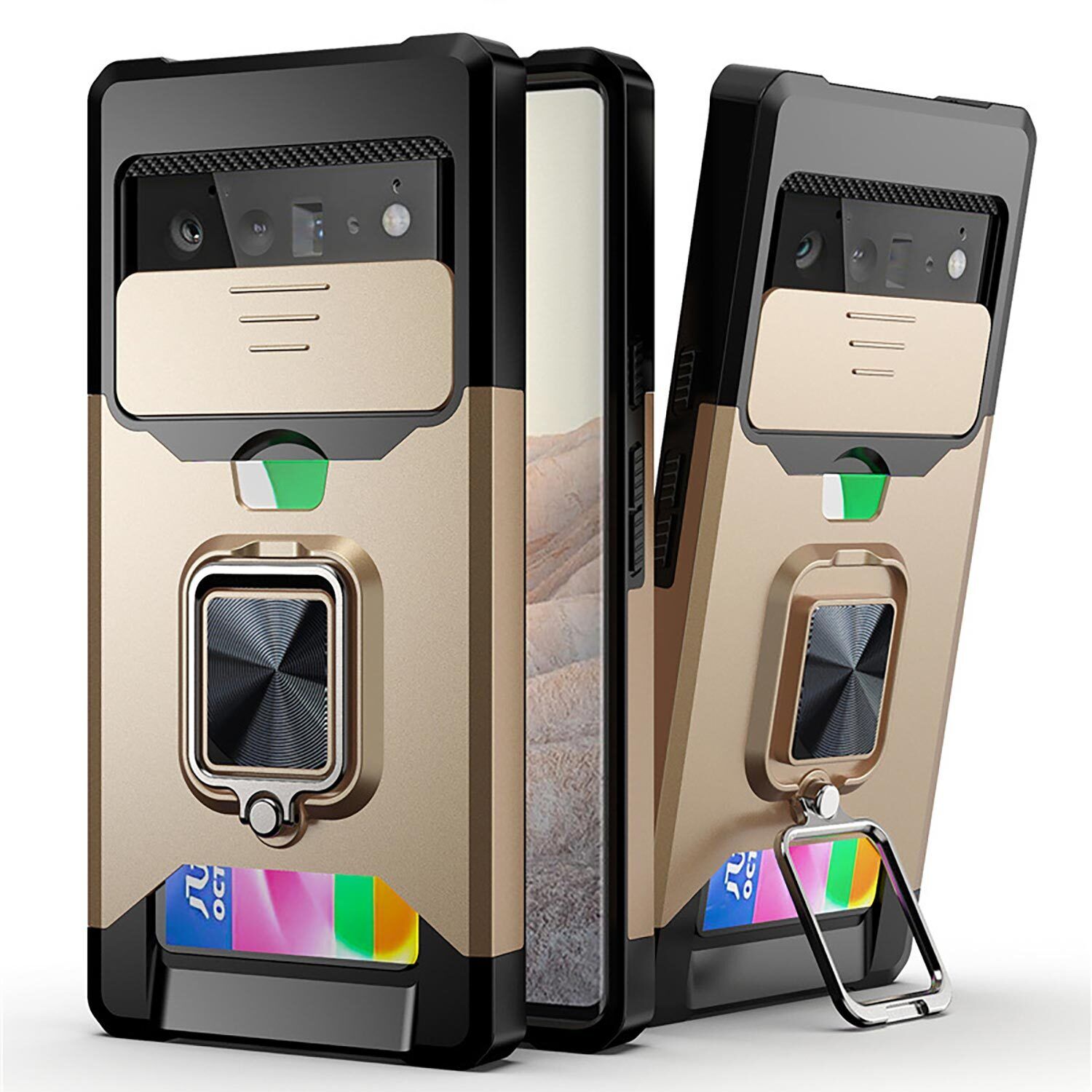 4in1 For Google Pixel 9 Pro Case Shockproof Wallet Card Cover Kickstand