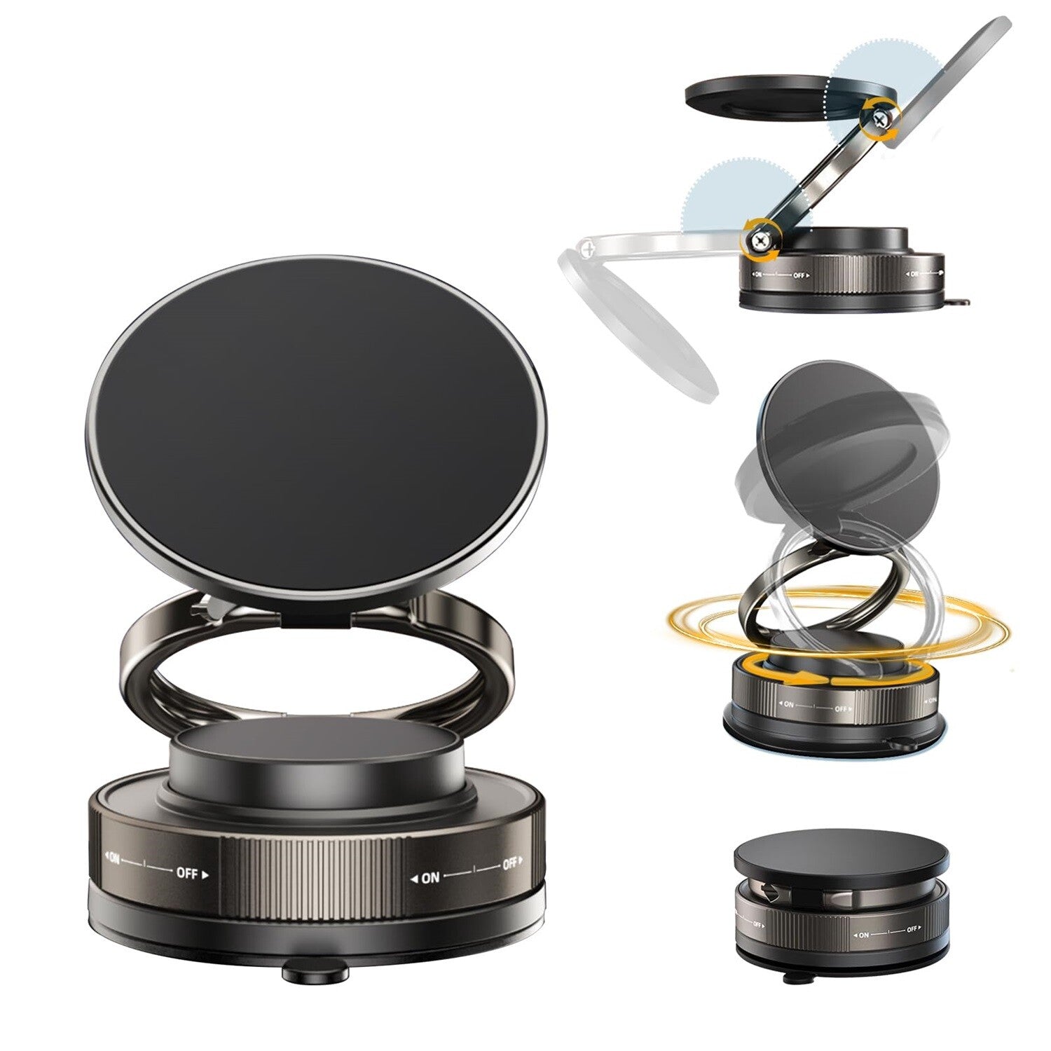 2025 NEW Vacuum Magnetic Suction Cup Phone Holder Car Mount Foldable 360° Stand