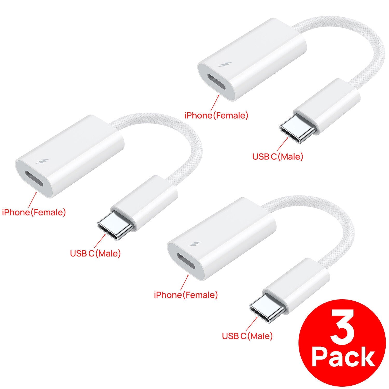 USB C Type C Male To iPhone IOS Female PD Fast Charging Port Adapter Cable