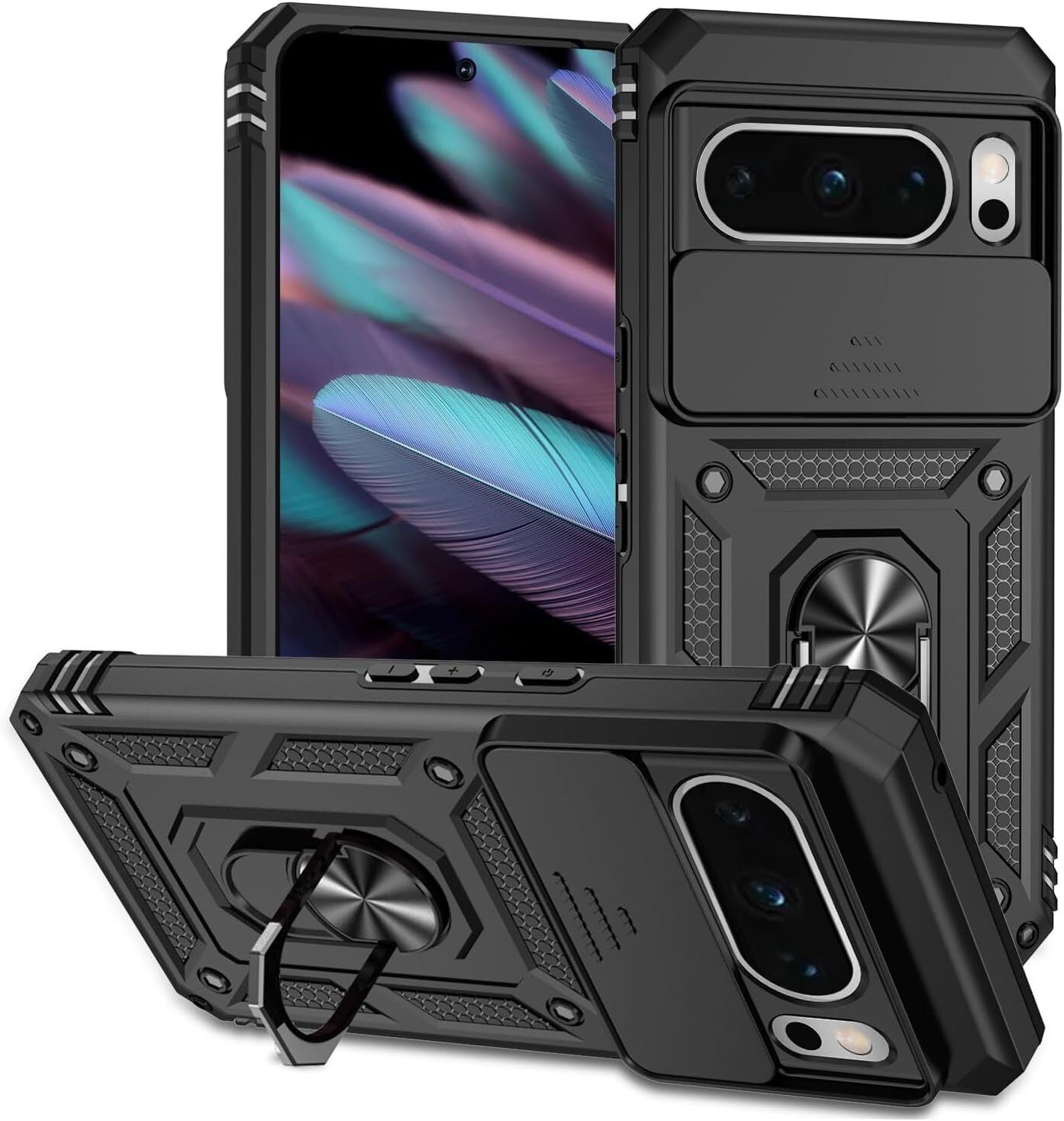 For Google Pixel 9 Pro Case Rugged Shockproof Heavy Duty Ring Cover