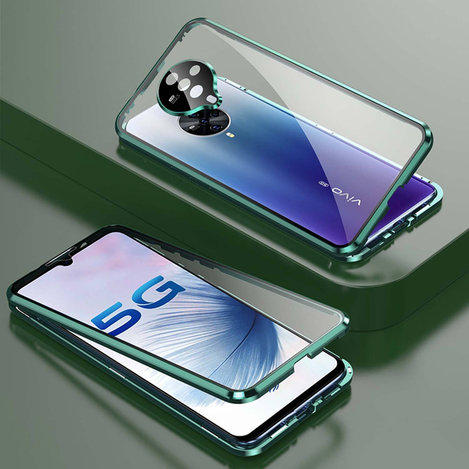For OPPO A98 A78 Reno 10 5G Case 360° Magnetic Metal Double-Side Glass Cover