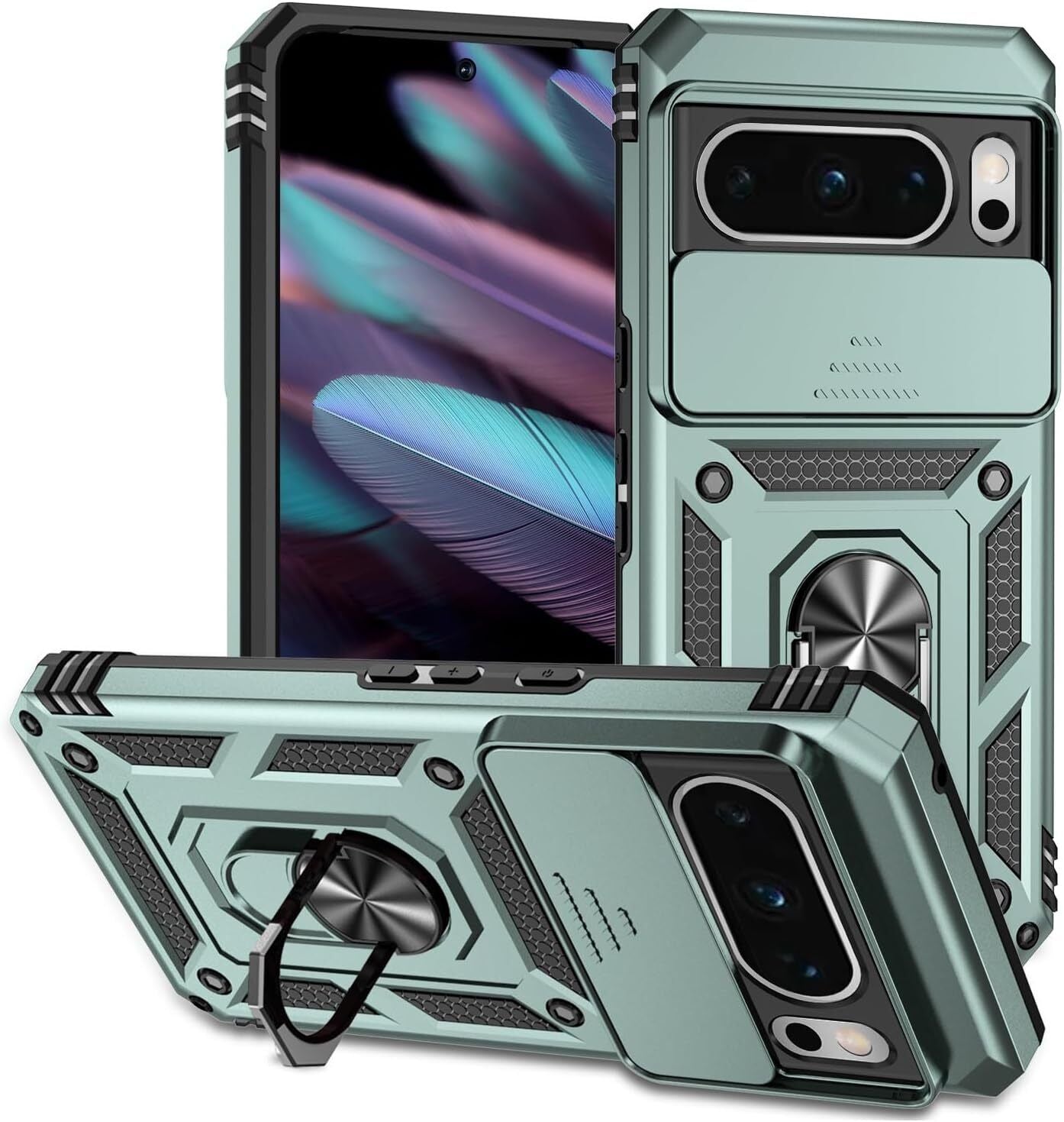 For Google Pixel 9 Pro Case Rugged Shockproof Heavy Duty Ring Cover