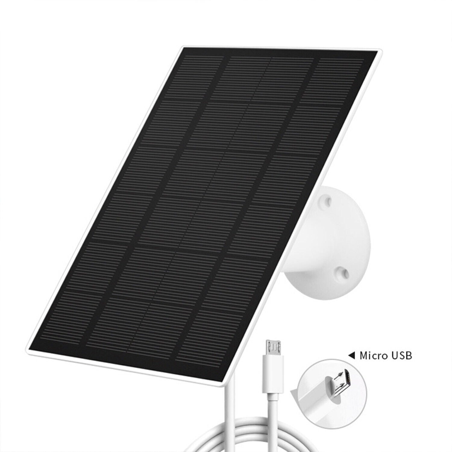 Solar Panel For Outdoor Security Camera Rechargeable Battery Micro USB 3M Cable