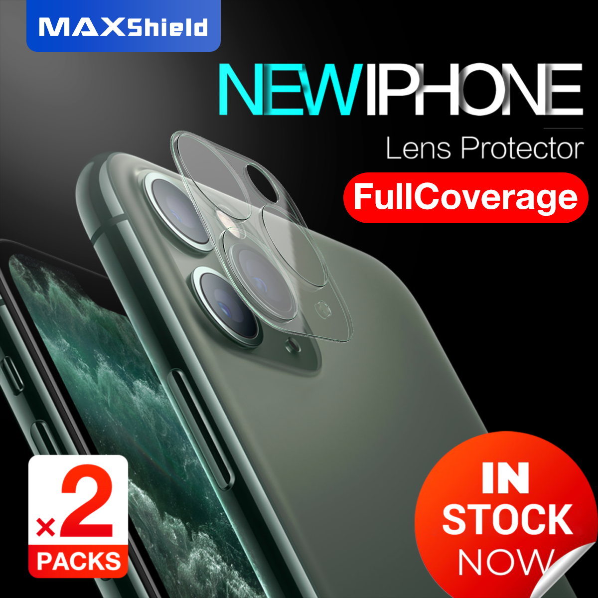 MAXSHIELD iPhone 11 Pro Full Coverage Camera Lens Tempered Glass Screen Protector