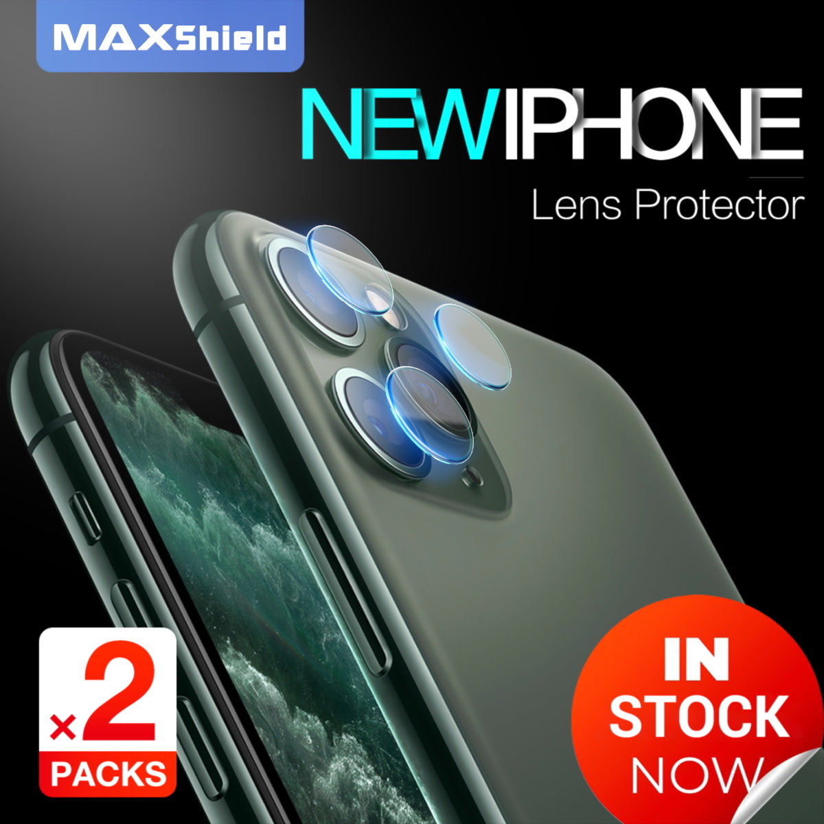 MAXSHIELD iPhone 11 Camera Lens Tempered Glass Screen Protector