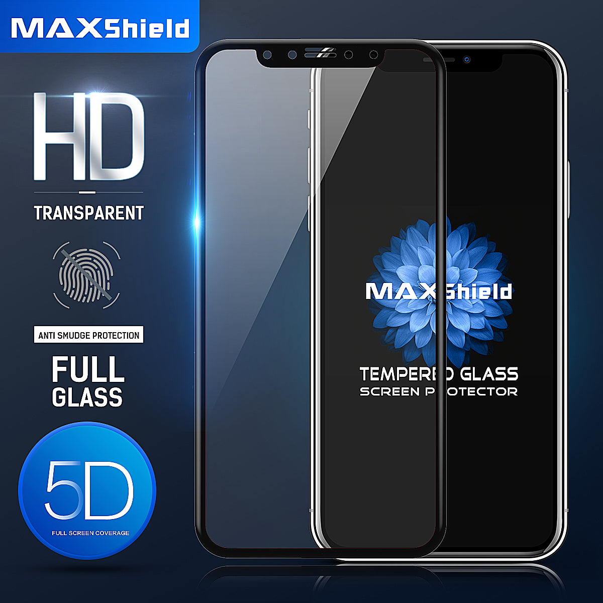 MAXSHILD 5D Full Coverage Glass Screen Protector For Apple iPhone X