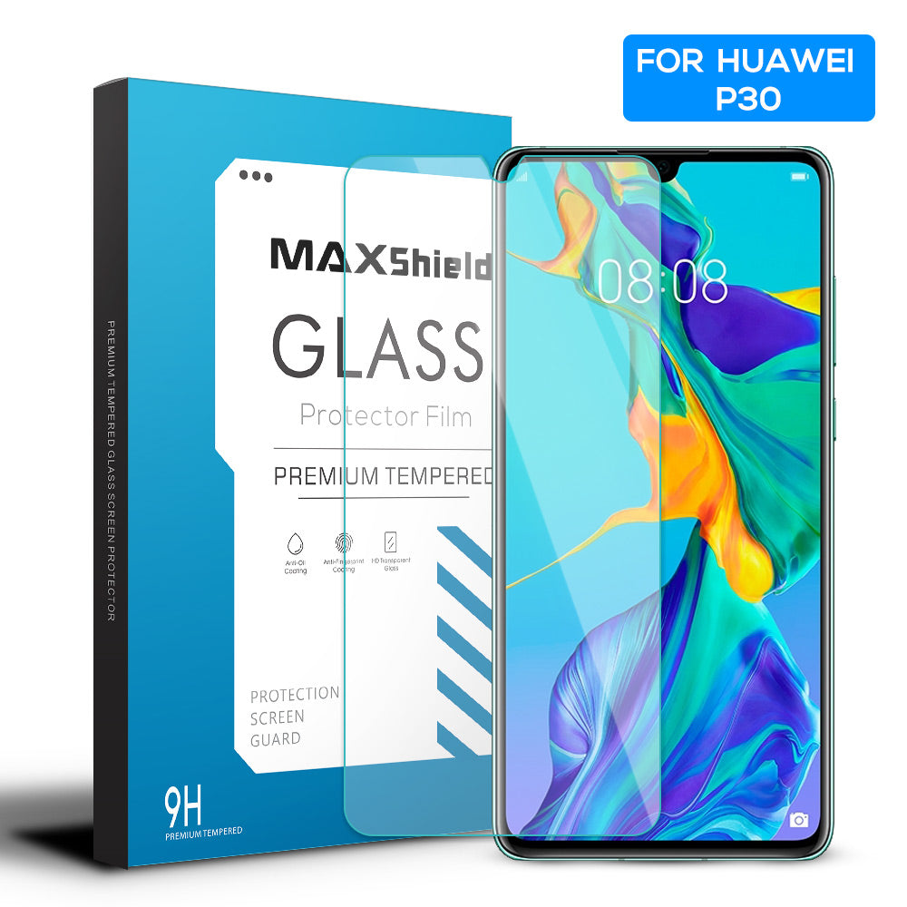 MAXSHIELD Huawei P30 Full Adhesion Tempered Glass Screen Protector Case Friendly