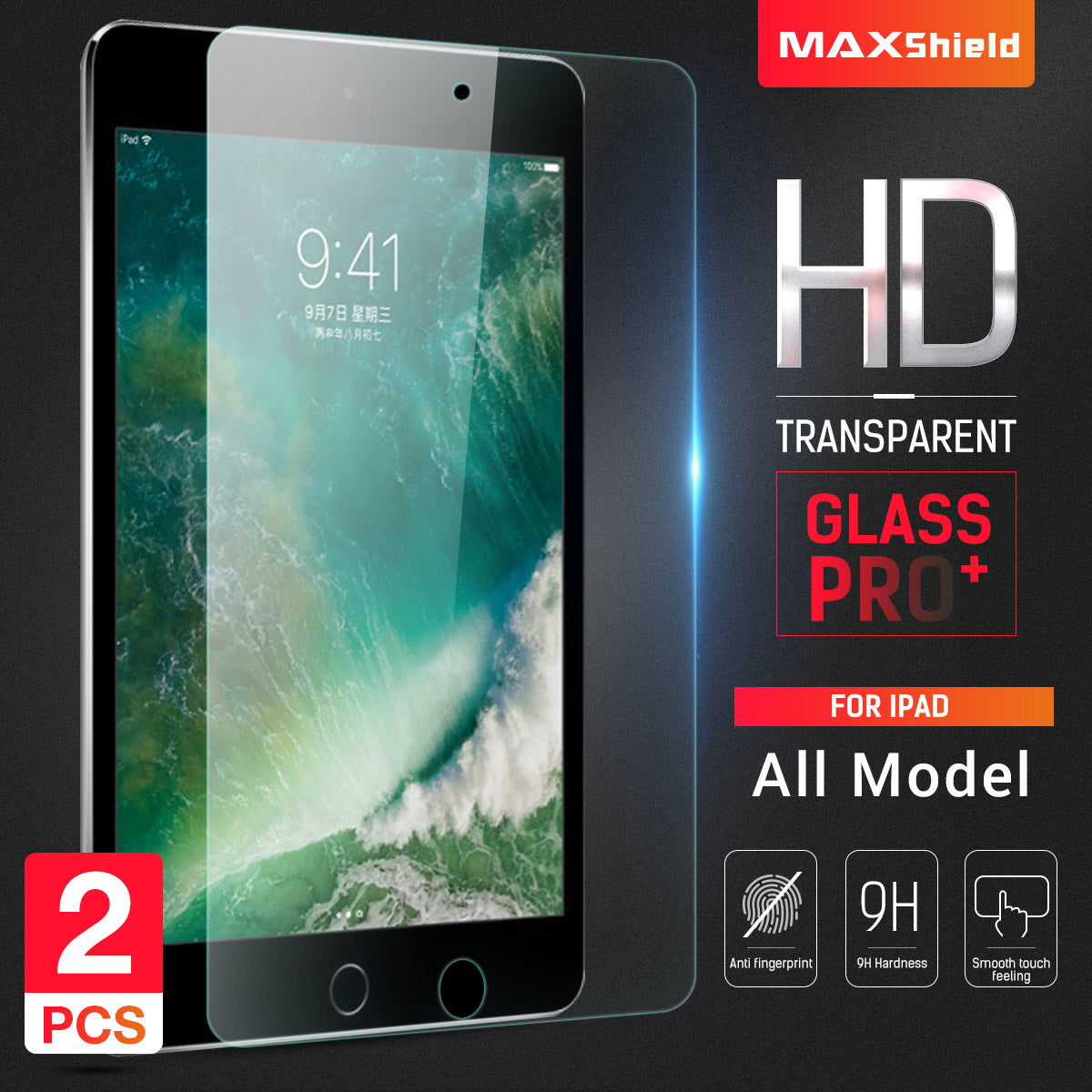 2 X Tempered Glass Screen Protector For Apple iPad Air 1/2