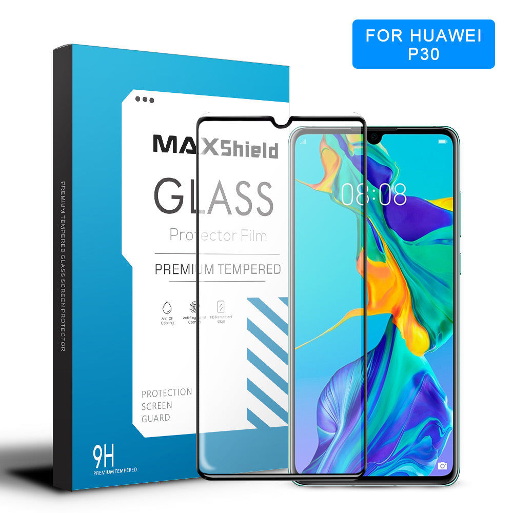 MAXSHIELD Huawei P30 Full Adhesion Tempered Glass Screen Protector Full coverage