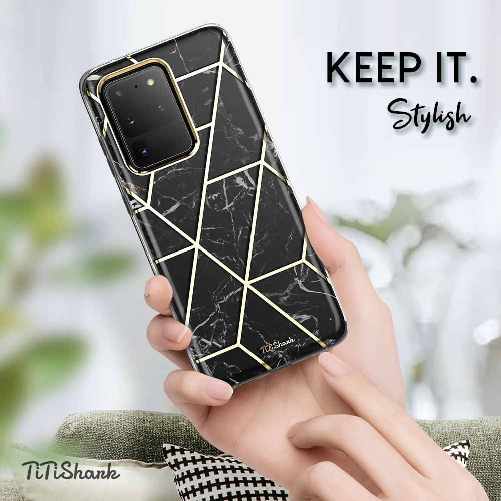 Galaxy S20 Plus Ultra Case TITISHARK Clear Stylish Marble Shockproof Case Cover