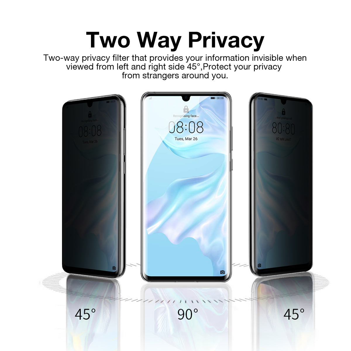 Anti Spy Privacy Film CaseFriendly Screen Protector For Huawei P30 Pro