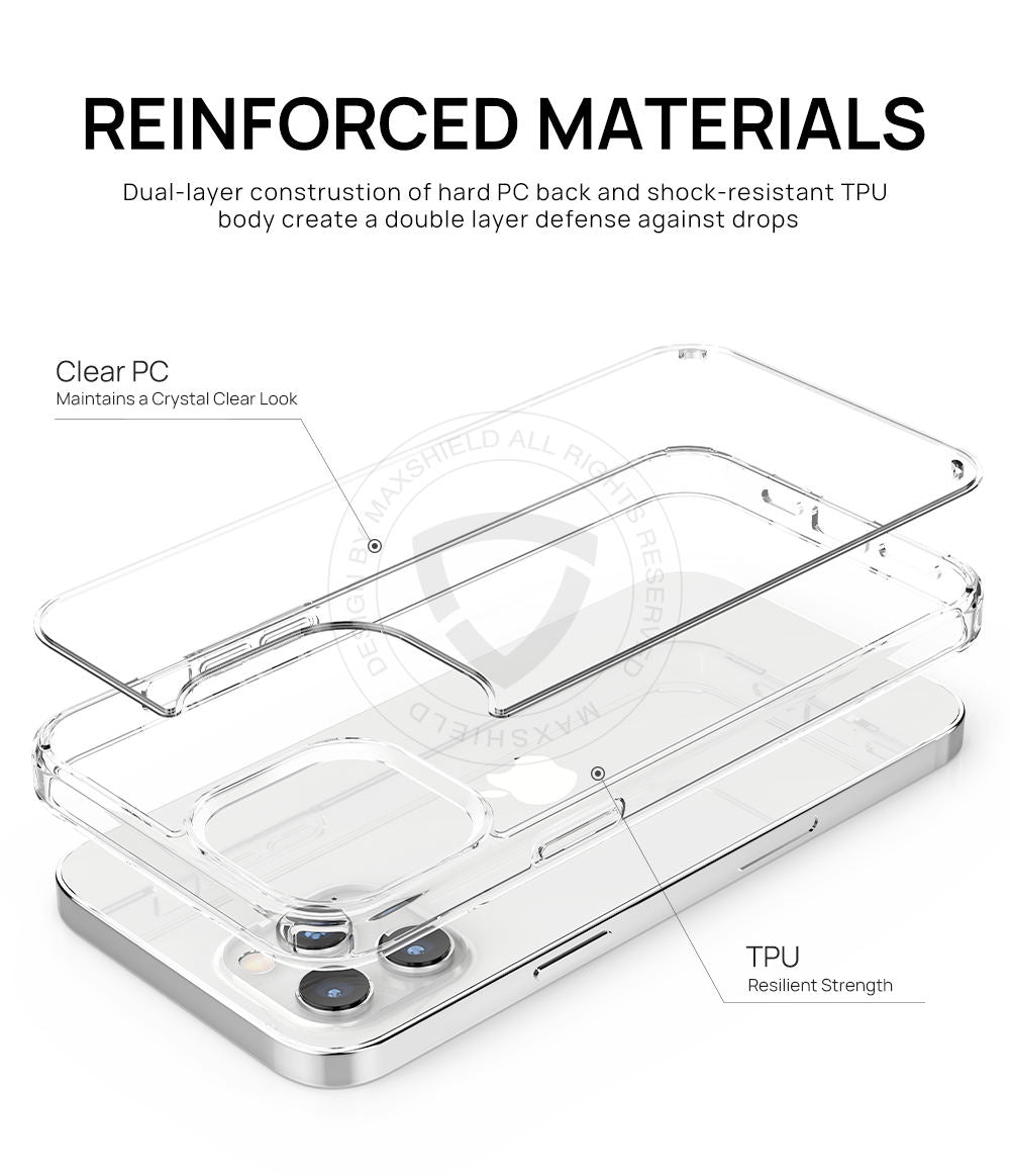 MAXSHIELD For iPhone 12 Pro Max 6.7 Inch Case Heavy Duty Shockproof Clear Slim Cover+Free Screen Protector
