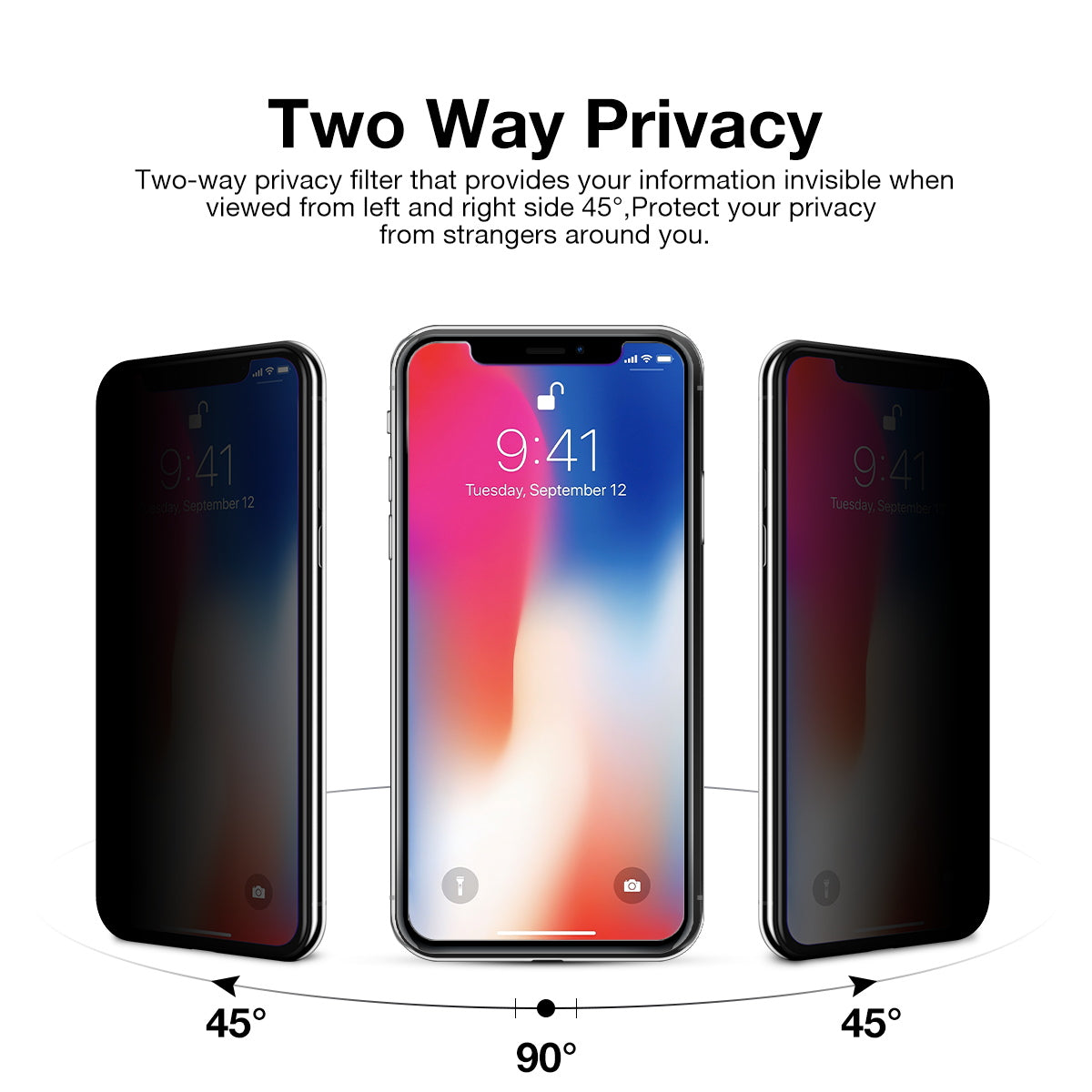 MaxShield Privacy Anti-Spy Glass Screen Protector For Apple iPhone Xs