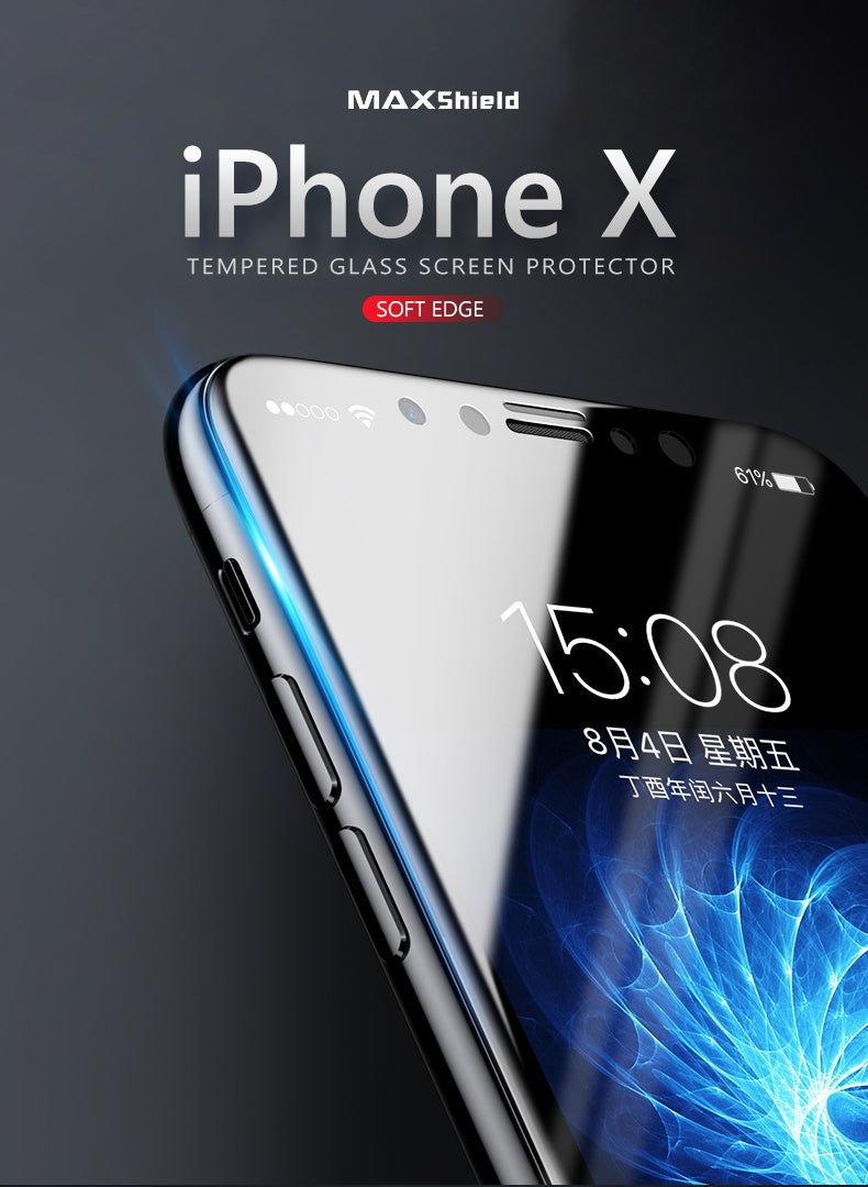 MAXSHIELD FULL TEMPERED GLASS SCREEN PROTECTOR FOR APPLE IPHONE X