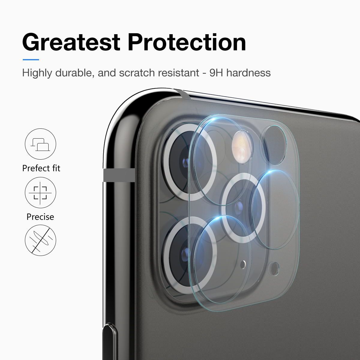 MAXSHIELD iPhone 11 Full Coverage Camera Lens Tempered Glass Screen Protector