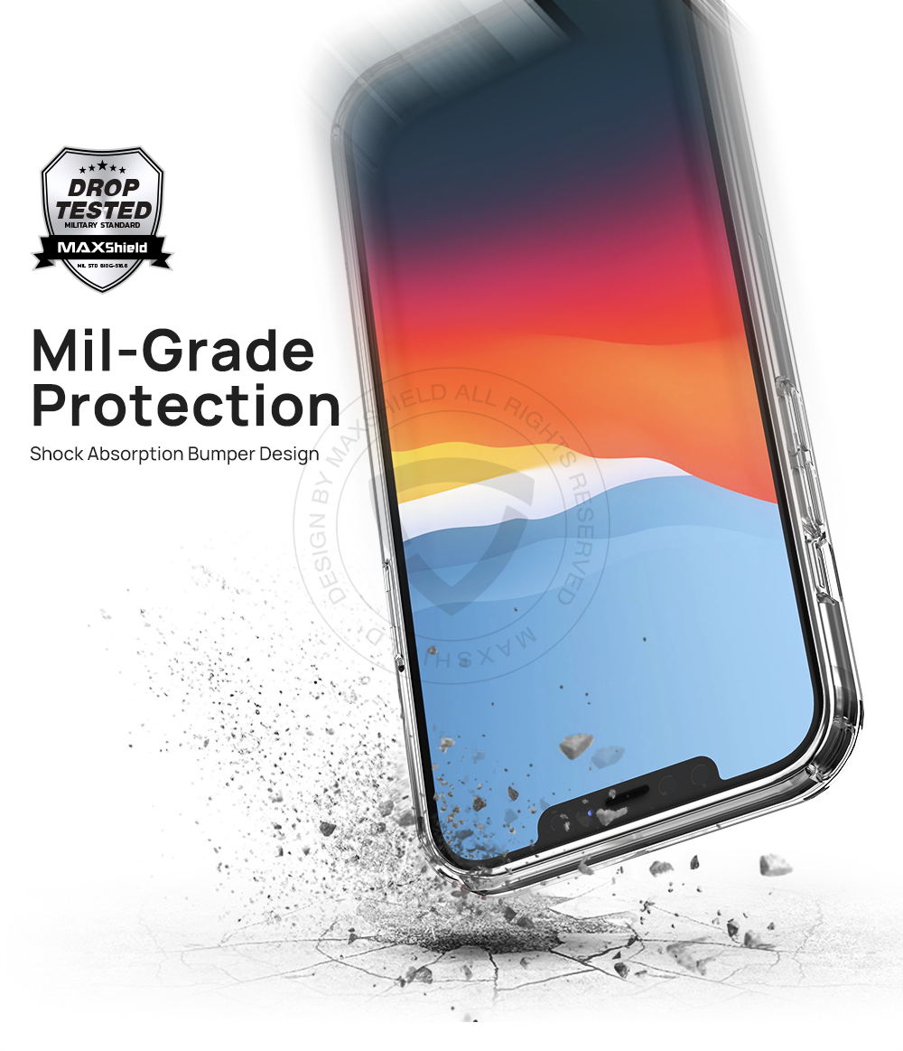 MAXSHIELD For iPhone 12 Pro Max 6.7 Inch Case Heavy Duty Shockproof Clear Slim Cover+Free Screen Protector
