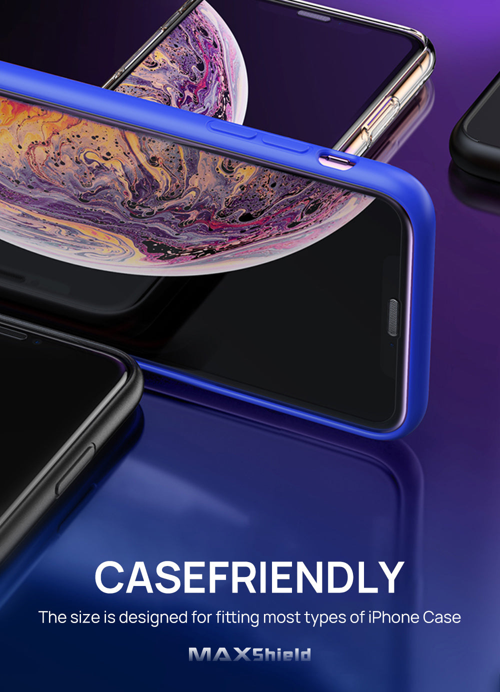 iPhone XS MAX Plus Full Coverage Tempered Glass Screen Protector