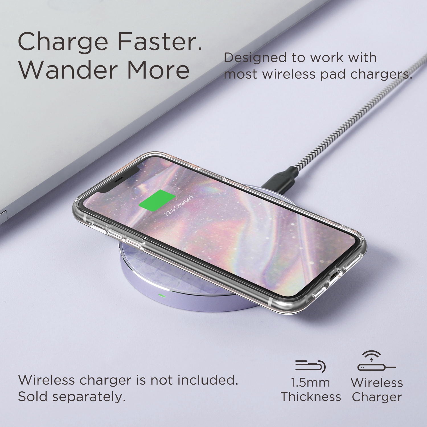 TiTiShark For iPhone X/XS Case Clear Marble Shockproof Case-Purple