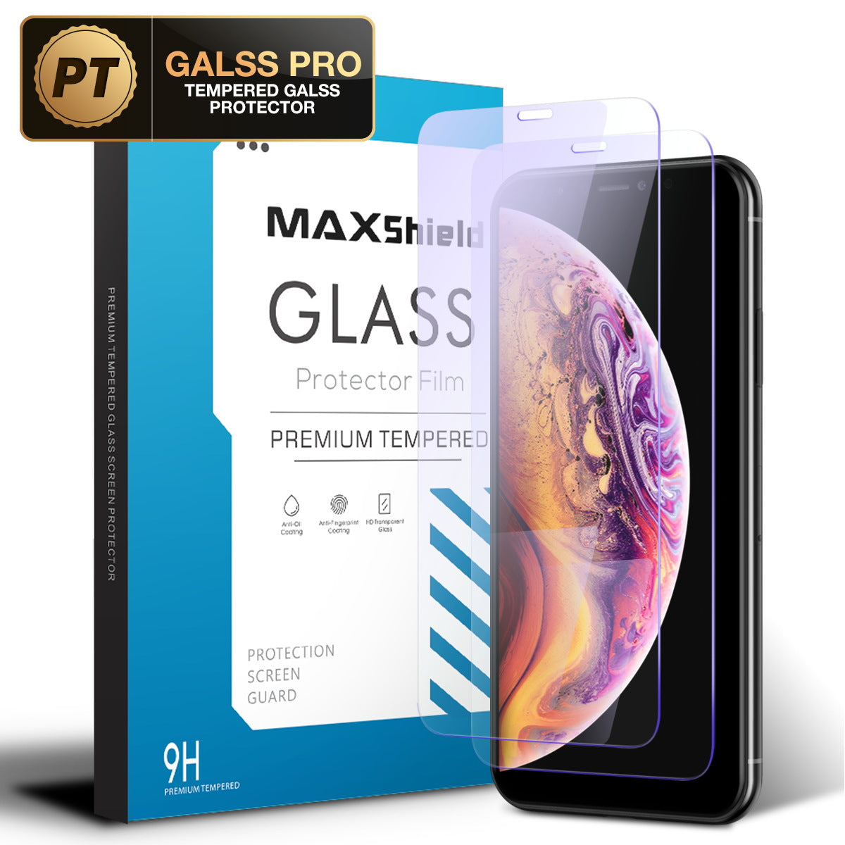 For Apple iPhone XR, Maxshield HD 9H Tempered Glass Screen Protector
