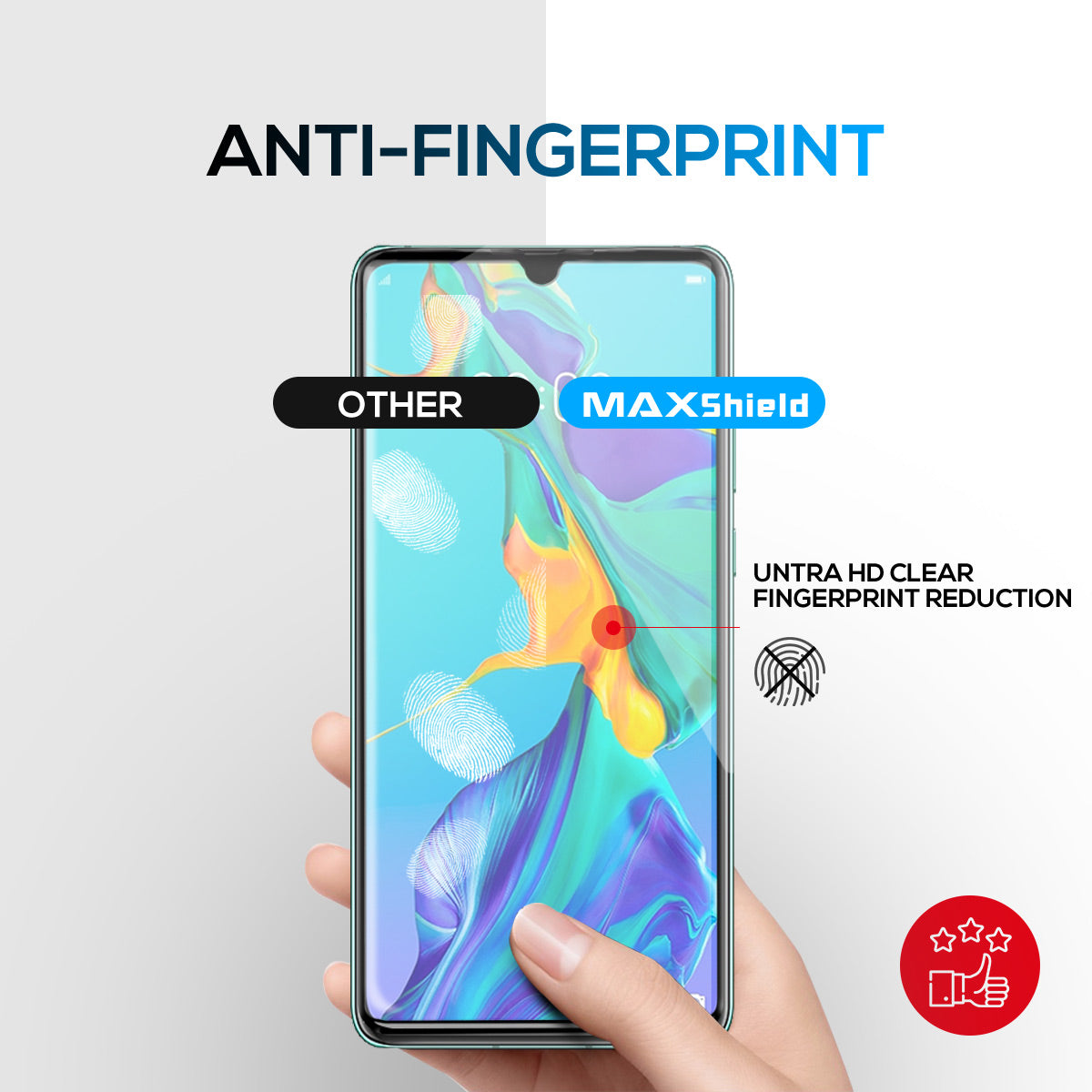 MAXSHIELD Huawei P30 Full Adhesion Tempered Glass Screen Protector Full coverage