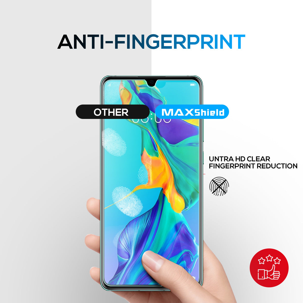 MAXSHIELD Huawei P30 Full Adhesion Tempered Glass Screen Protector Case Friendly