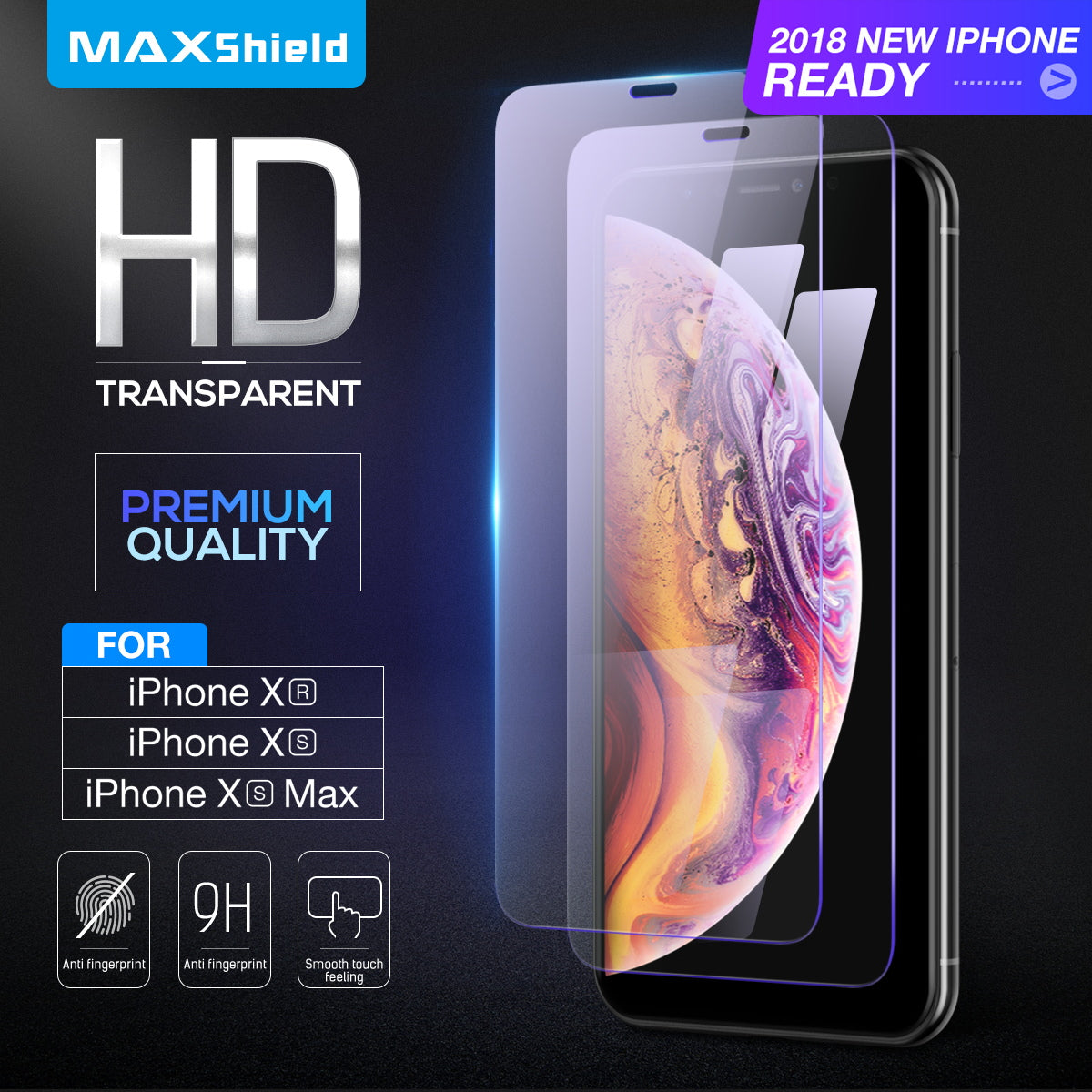 For Apple iPhone X, Maxshield HD 9H Tempered Glass Screen Protector