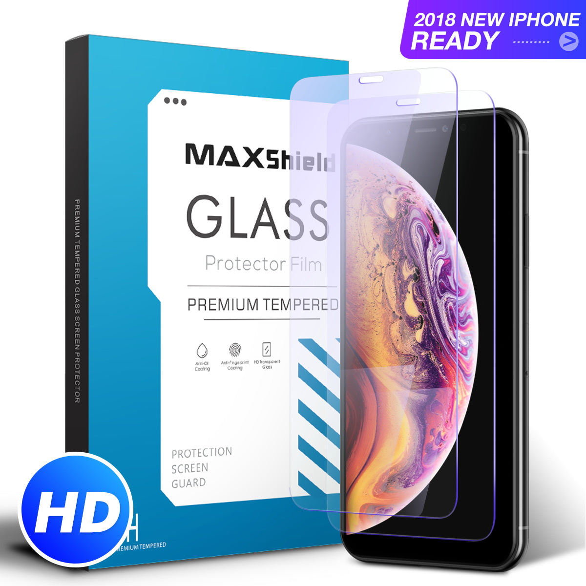 For Apple iPhone Xs, Maxshield HD 9H Tempered Glass Screen Protector