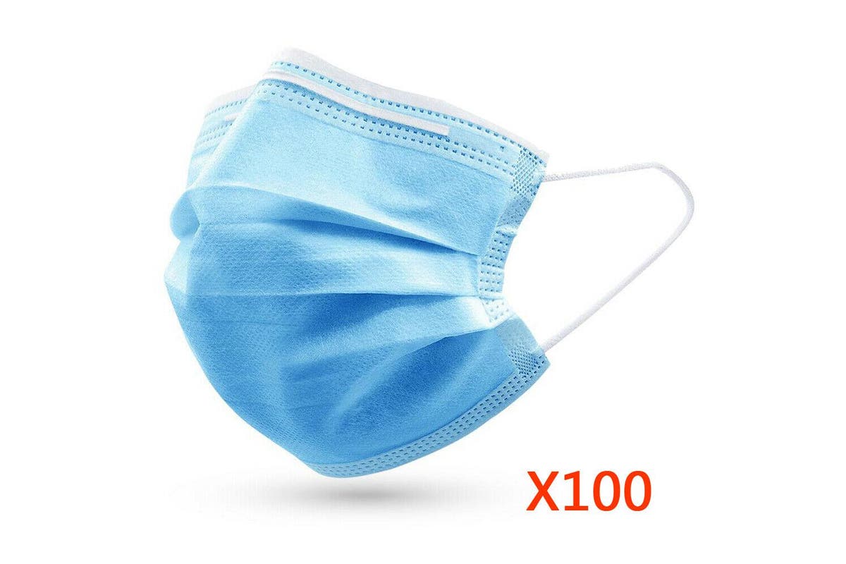 100Pcs Disposable Face Mask 3 layer Meltblown Filter for General Purpose