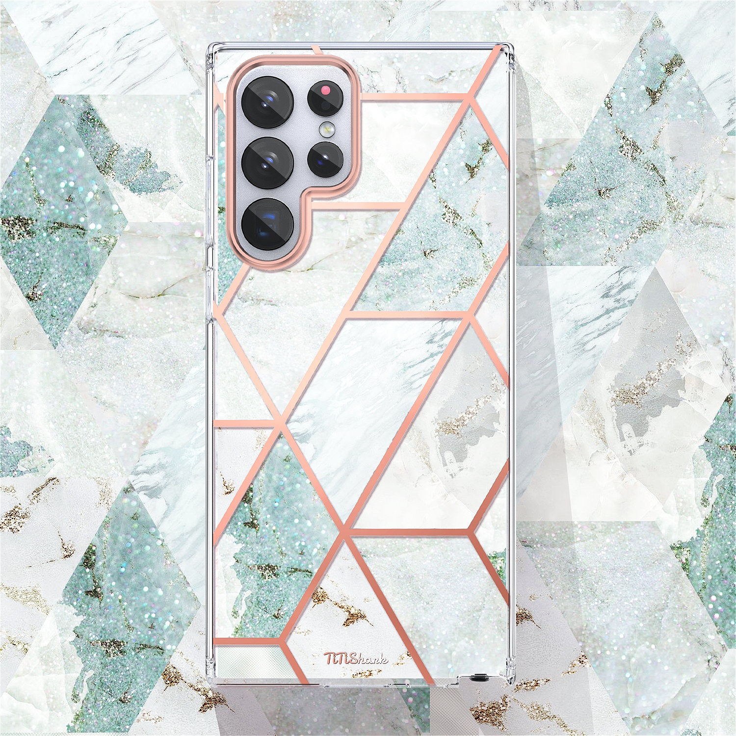 For Galaxy S22 Ultra 5G Case Clear Slim Glitter Marble Shockproof Case Cover